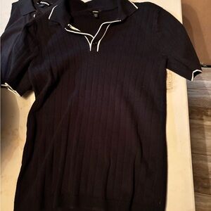 Express Black Polo with White Trim